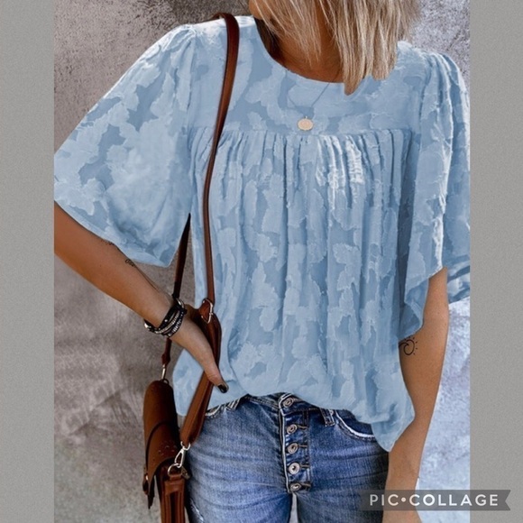 Blu Trends Tops - Sky Blue Baby Doll Top